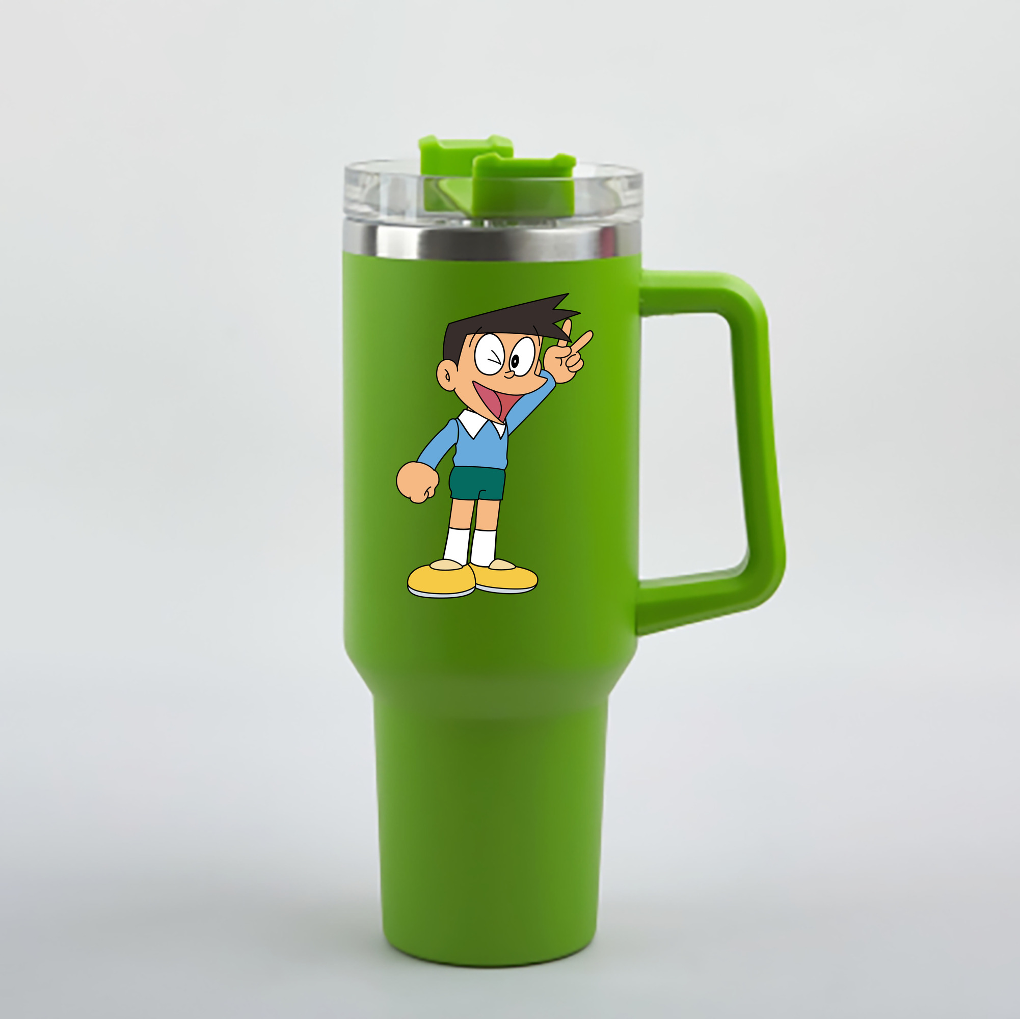 （画像用） ドラえもん 骨川 スネ夫 Doraemon Honekawa Suneo 1200mL車用タンブラー - クリスタルステッカー（プラスチックストロー付き）